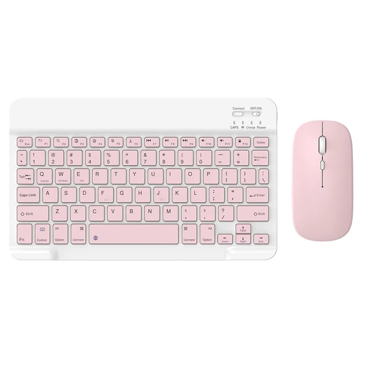 030 Wireless Keyboard and Mouse Combo 10-inch Rechargeable Mouse Keyboard Set for Mac / iOS / Windows / Android - Rosa