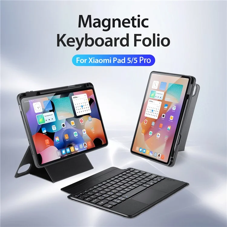 DUX DUCIS Per Xiaomi Pad 5 / Pad 5 Pro 3 in 1 Tastiera Bluetooth Rimovibile Magnetica Custodia in Pelle PU per Tablet