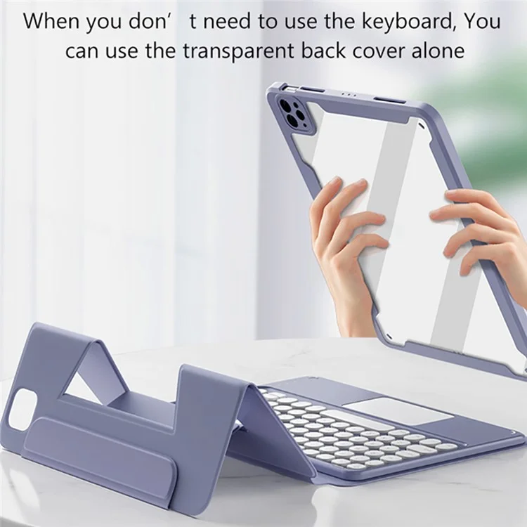 FT-3011 Para iPad Air 11 (2024) / Air (2020) / Air (2022) / iPad Pro 11 (2018) / (2020) / (2021) / (2022) Capa de Couro Bluetooth Keyboard - Preto