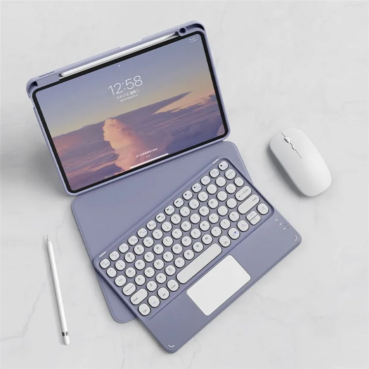 FT-3011 Para iPad Air 11 (2024) / Air (2020) / Air (2022) / iPad Pro 11 (2018) / (2020) / (2021) / (2022) Capa de Couro Bluetooth Keyboard - Preto
