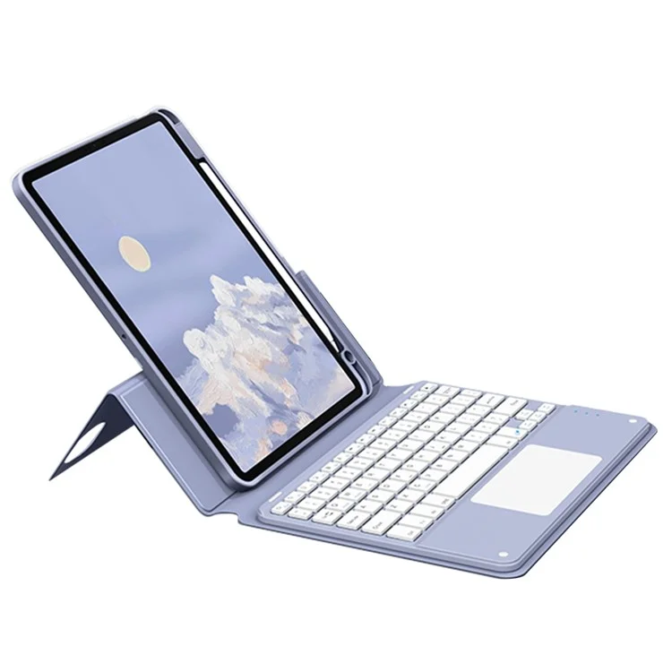 FT-5109 For iPad (2025) / 10.9 (2022) Touchpad Bluetooth-Compatible Keyboard with Detachable PU Tablet Case - Purple