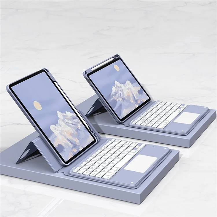 FT-5109 For iPad (2025) / 10.9 (2022) Touchpad Bluetooth-Compatible Keyboard with Detachable PU Tablet Case - Purple