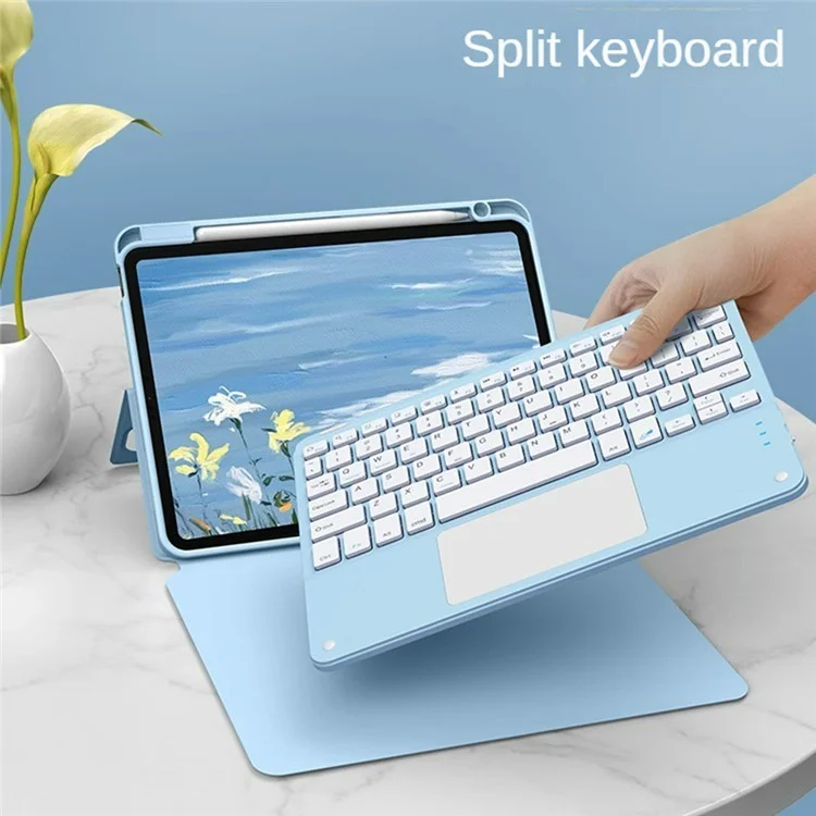 FT-5109 For iPad (2025) / 10.9 (2022) Touchpad Bluetooth-Compatible Keyboard with Detachable PU Tablet Case - Purple