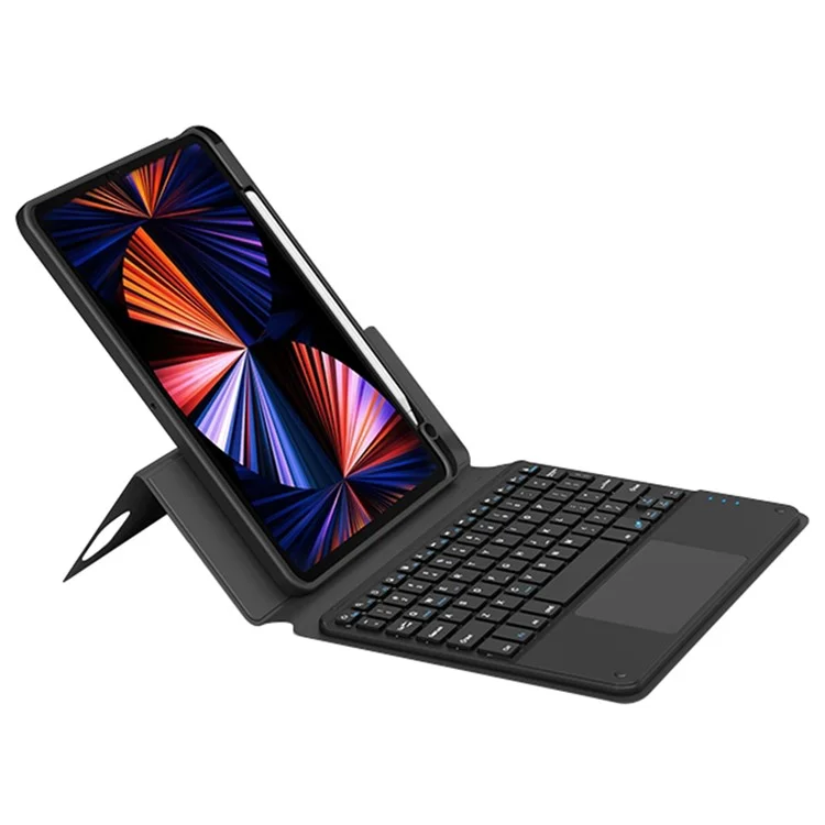 FT-5109 For iPad (2025) / 10.9 (2022) Touchpad Bluetooth-Compatible Keyboard with Detachable PU Tablet Case - Black
