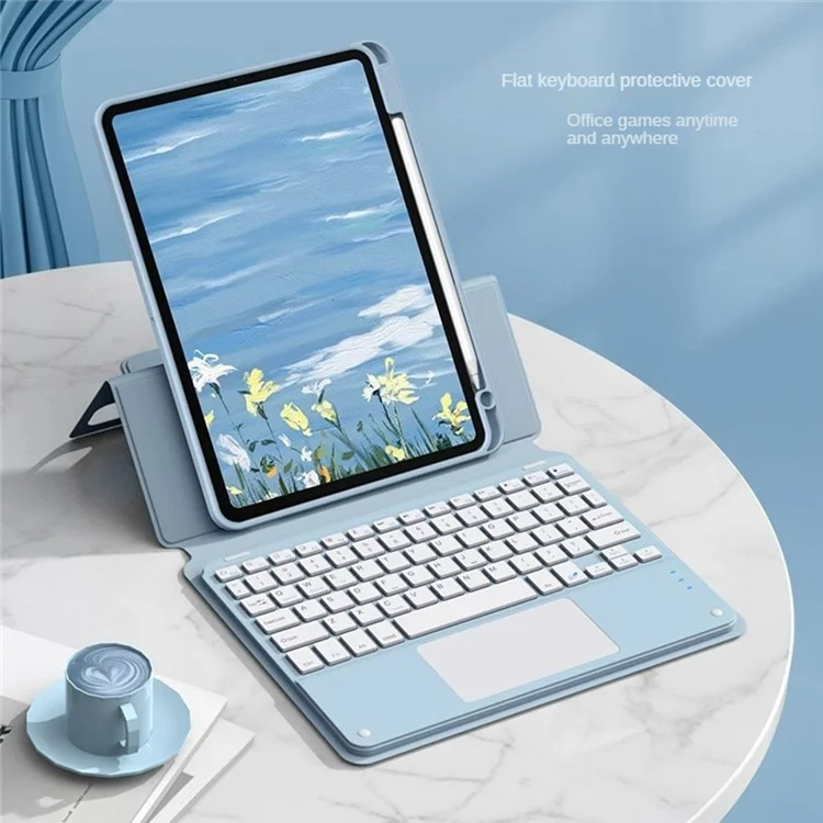FT-5109 For iPad (2025) / 10.9 (2022) Touchpad Bluetooth-Compatible Keyboard with Detachable PU Tablet Case - Black