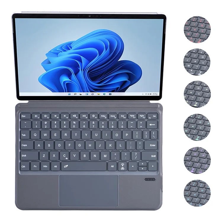 FT-2087D For Microsoft Surface Go / Go 2 / Go 3 PU Leather Case + Touchpad Bluetooth-compatible Keyboard with Backlit