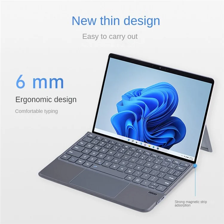 FT-2087D For Microsoft Surface Go / Go 2 / Go 3 PU Leather Case + Touchpad Bluetooth-compatible Keyboard with Backlit