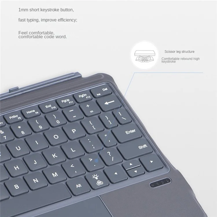 FT-2087D For Microsoft Surface Go / Go 2 / Go 3 PU Leather Case + Touchpad Bluetooth-compatible Keyboard with Backlit