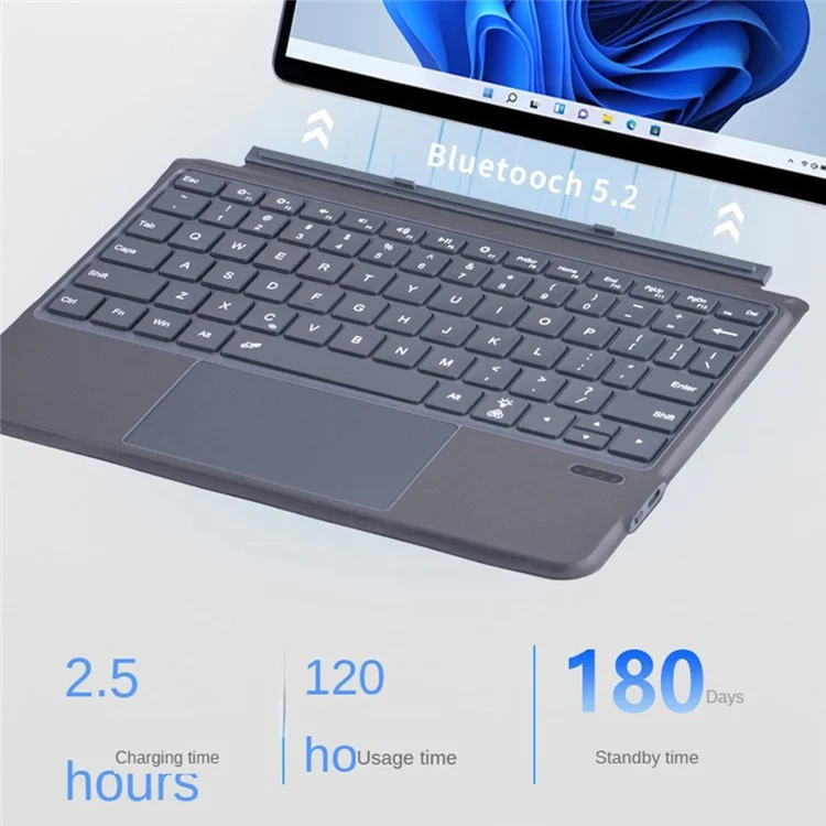 FT-2087D For Microsoft Surface Go / Go 2 / Go 3 PU Leather Case + Touchpad Bluetooth-compatible Keyboard with Backlit