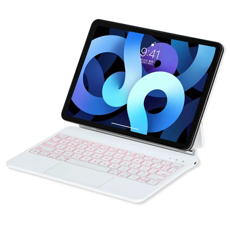 P109 Per iPad Air 11 (2024) / Air (2020) / (2022) / Pro 11 (2020) / (2021) / (2022) / (2018) Custodia con tastiera Bluetooth - Bianco
