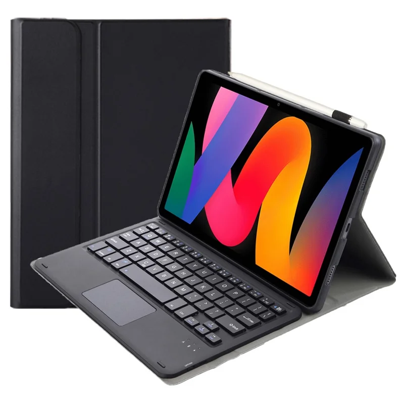 A0N9-A For Xiaomi Redmi Pad SE Touchpad Bluetooth-compatible Keyboard with Leather Tablet Case - Black