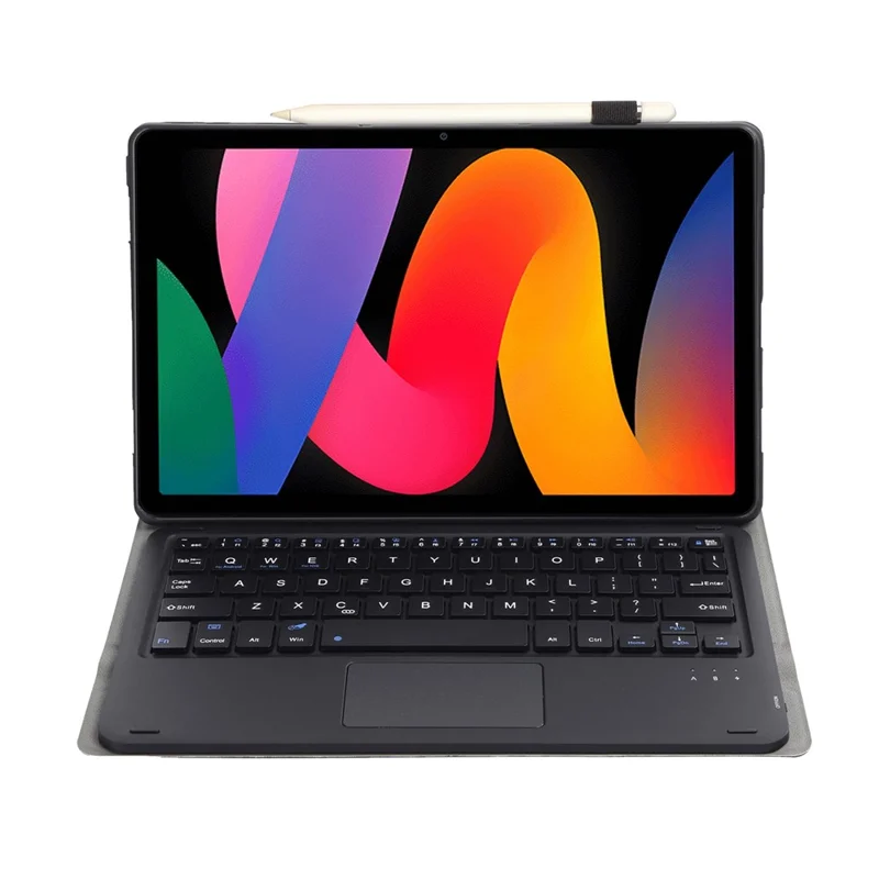 A0N9-A For Xiaomi Redmi Pad SE Touchpad Bluetooth-compatible Keyboard with Leather Tablet Case - Black