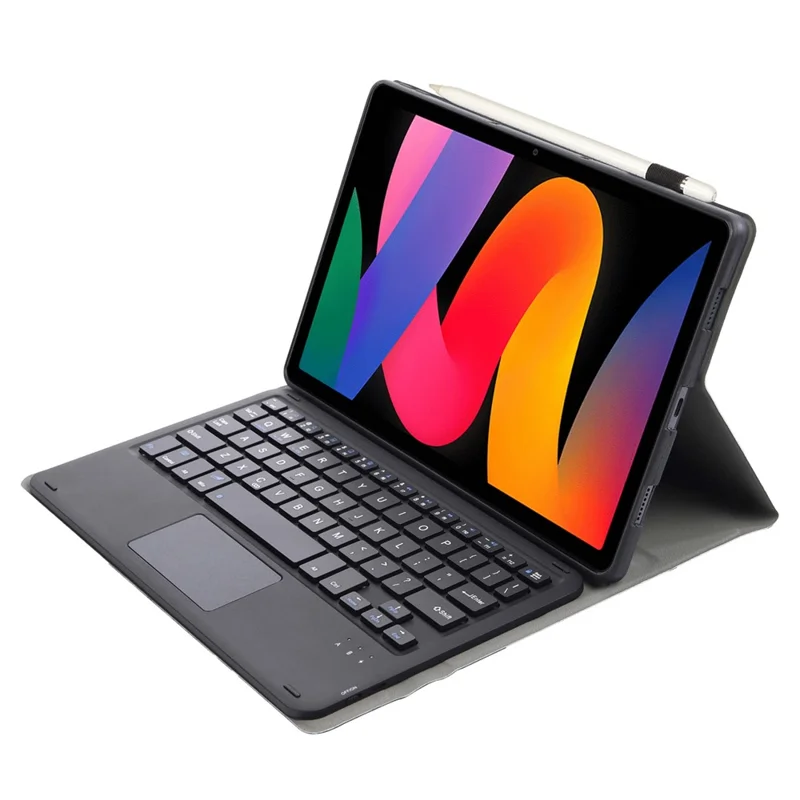 A0N9-A For Xiaomi Redmi Pad SE Touchpad Bluetooth-compatible Keyboard with Leather Tablet Case - Black