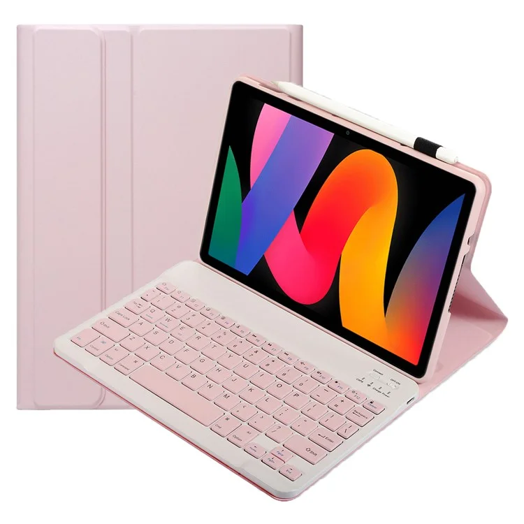 Funda de Cuero A0N9 para Tablet Xiaomi Redmi Pad SE con Teclado Bluetooth - Rosa