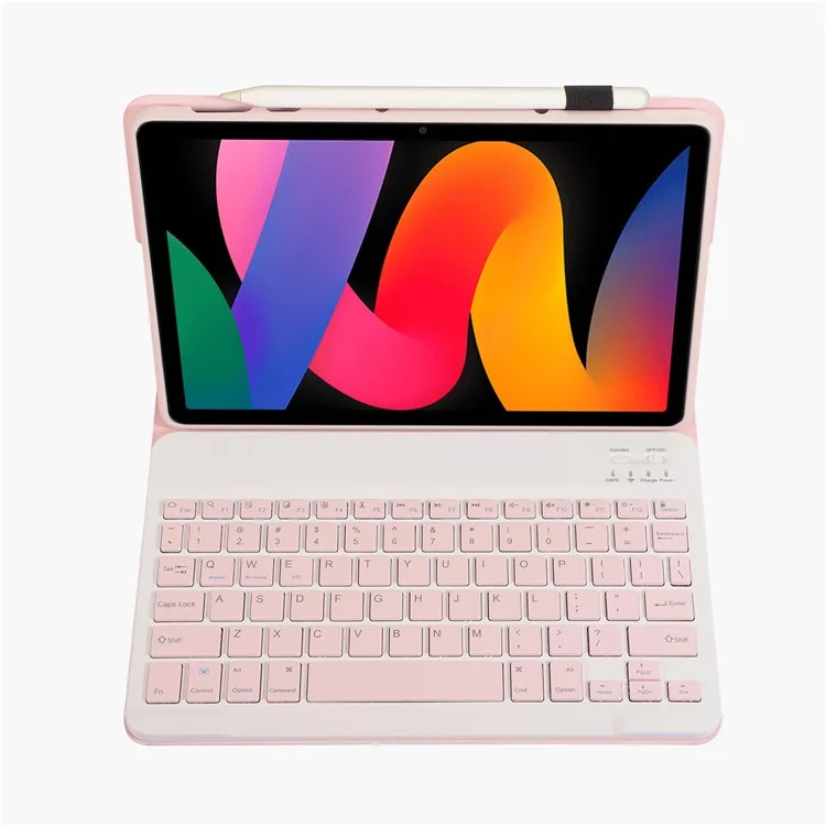 Funda de Cuero A0N9 para Tablet Xiaomi Redmi Pad SE con Teclado Bluetooth - Rosa