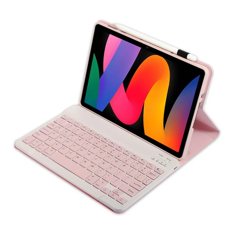Funda de Cuero A0N9 para Tablet Xiaomi Redmi Pad SE con Teclado Bluetooth - Rosa