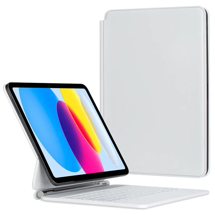 P10 For iPad (2025) / 10.9 (2022) Touchpad Wireless Bluetooth-Compatible Keyboard Support Stand Case - White