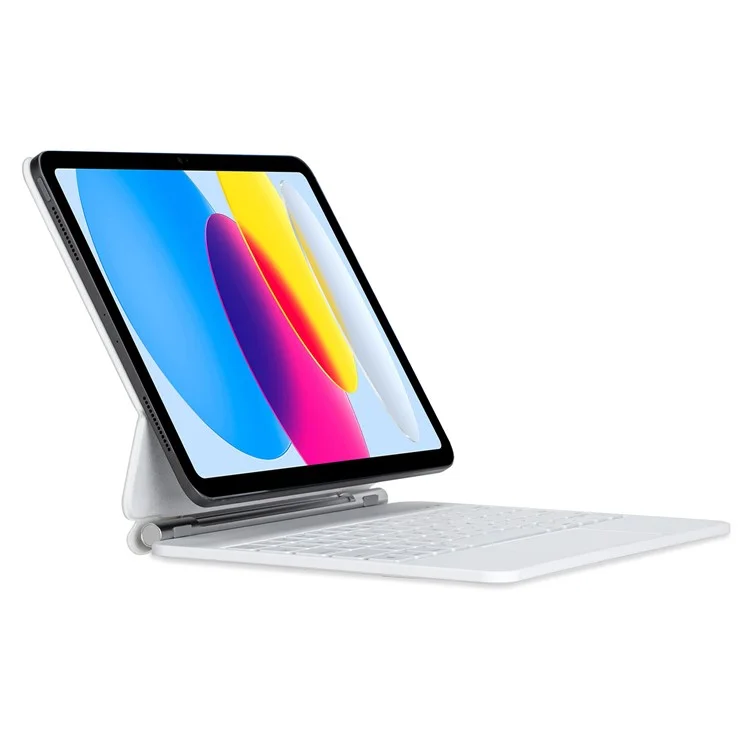 P10 For iPad (2025) / 10.9 (2022) Touchpad Wireless Bluetooth-Compatible Keyboard Support Stand Case - White