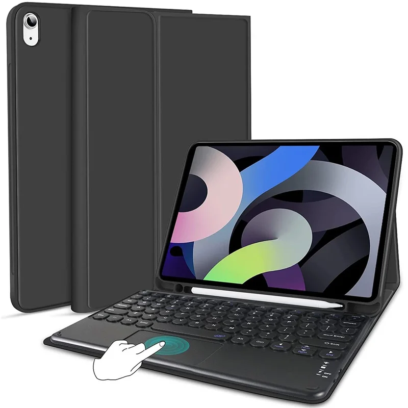 TP-1099 For iPad (2025) / 10.9 (2022) Detachable Bluetooth-Compatible Keyboard Case Pencil Slot Protective Tablet Case - Black