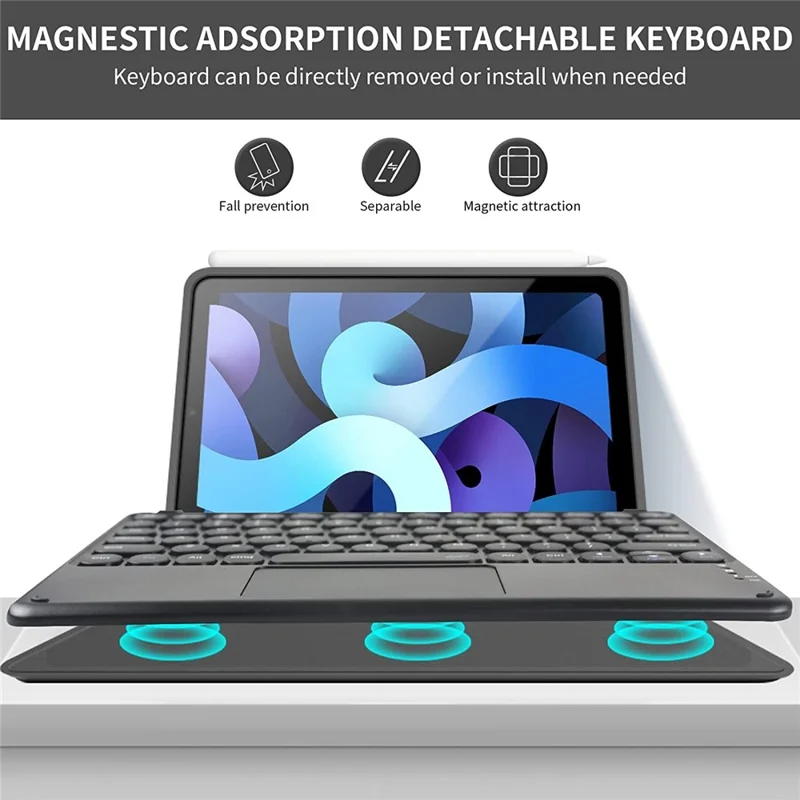 TP-1099 For iPad (2025) / 10.9 (2022) Detachable Bluetooth-Compatible Keyboard Case Pencil Slot Protective Tablet Case - Black