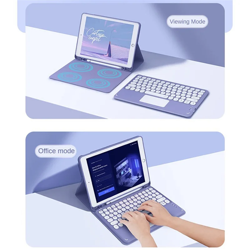 TP-1029 For iPad 10.2 (2021) / (2019) / (2020) / Pro 10.5-inch (2017) / Air 10.5 inch (2019) Bluetooth-compatible Keyboard with Tablet Case - Black