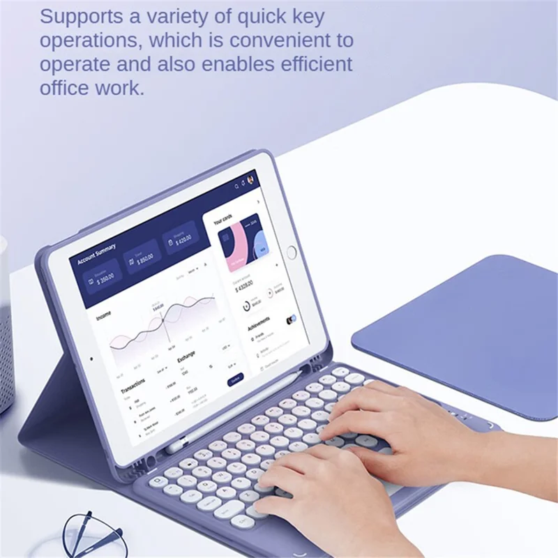 TP-1029 For iPad 10.2 (2021) / (2019) / (2020) / Pro 10.5-inch (2017) / Air 10.5 inch (2019) Bluetooth-compatible Keyboard with Tablet Case - Black
