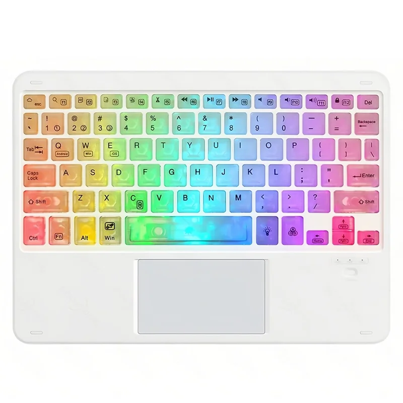 172 Wireless Touchpad Keyboard RGB Backlit Bluetooth-compatible 5.1 Rechargeable Keyboard - White