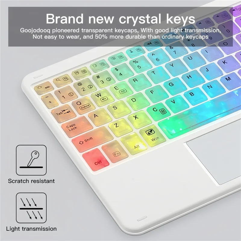 172 Wireless Touchpad Keyboard RGB Backlit Bluetooth-compatible 5.1 Rechargeable Keyboard - White