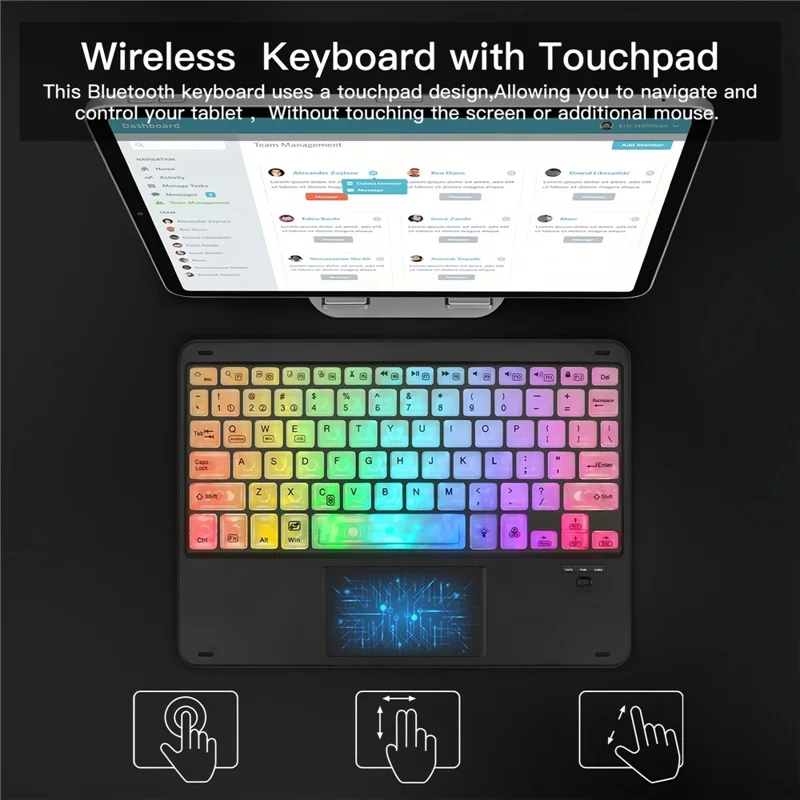 172 Wireless Touchpad Keyboard RGB Backlit Bluetooth-compatible 5.1 Rechargeable Keyboard - White