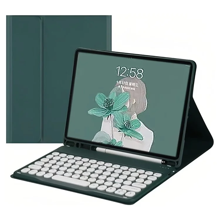 SK-1109 For iPad Air 11 (2025) / (2024) / Pro 11 (2020) / (2021) / (2022) / Air (2020) (2022) Bluetooth-Compatible Keyboard Cover - Midnight Green
