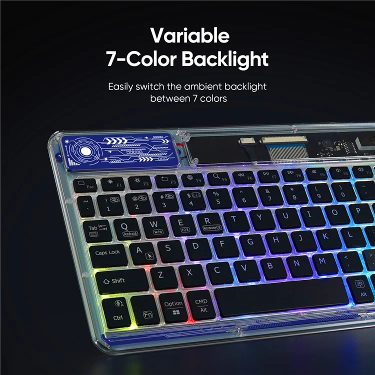 DUX DUCIS Transparent Bluetooth-compatible Keyboard 7 Colors Backlit Wireless Keyboard for Laptop / Computer / Desktop / PC