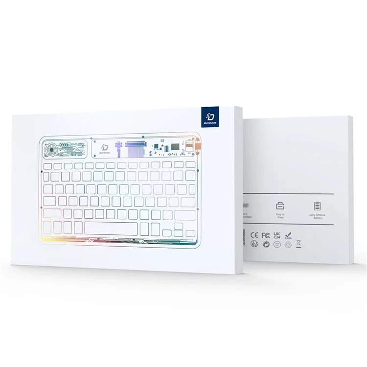 DUX DUCIS Clavier Bluetooth Transparent 7 Couleurs Clavier Sans Fil Rétro-éclairé Pour Ordinateur Portable / Ordinateur / Bureau / PC