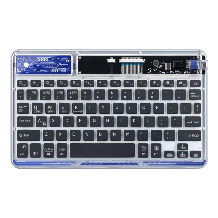 DUX DUCIS Clavier Bluetooth Transparent 7 Couleurs Clavier Sans Fil Rétro-éclairé Pour Ordinateur Portable / Ordinateur / Bureau / PC