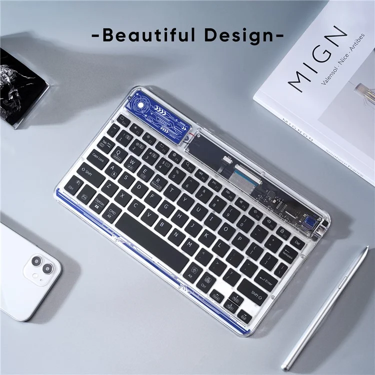 DUX DUCIS Transparent Bluetooth-compatible Keyboard 7 Colors Backlit Wireless Keyboard for Laptop / Computer / Desktop / PC