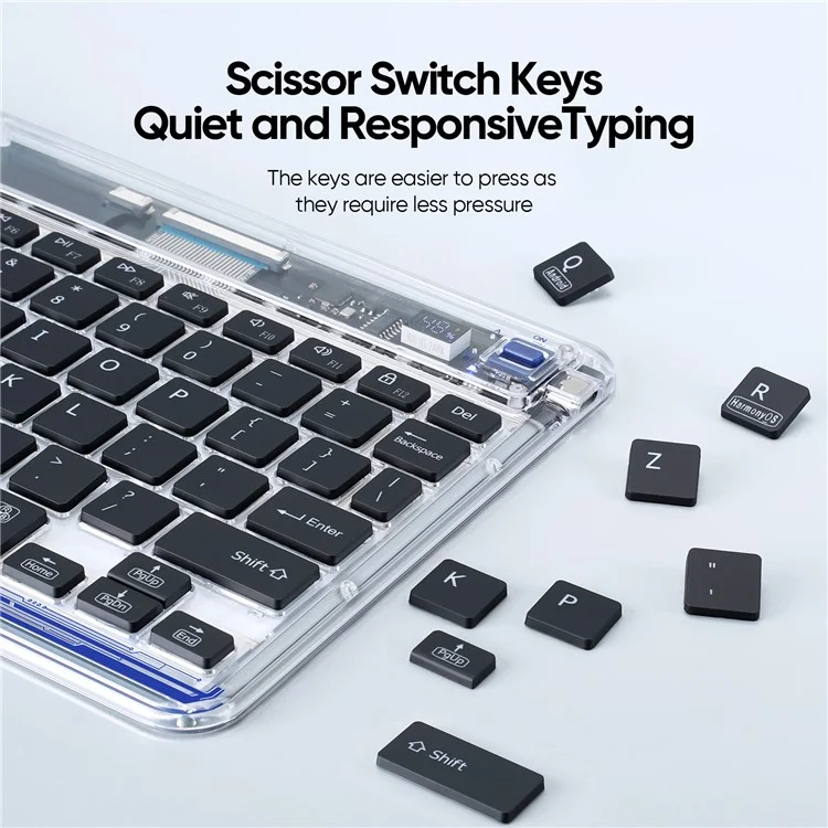 DUX DUCIS Transparent Bluetooth-compatible Keyboard 7 Colors Backlit Wireless Keyboard for Laptop / Computer / Desktop / PC