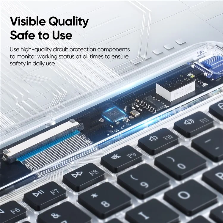 DUX DUCIS Transparent Bluetooth-compatible Keyboard 7 Colors Backlit Wireless Keyboard for Laptop / Computer / Desktop / PC