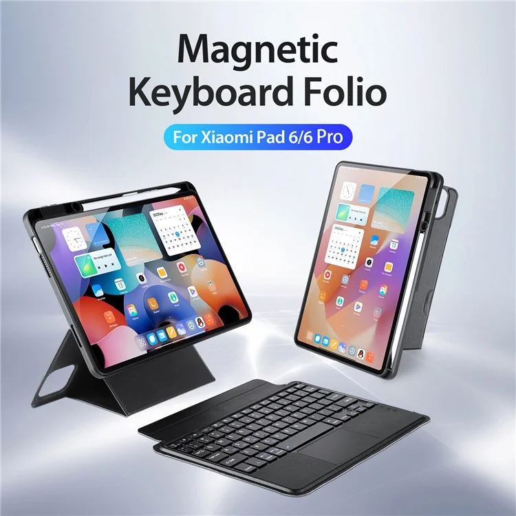 DUX DUCIS Para Xiaomi Pad 6 / 6 Pro Funda de teclado Bluetooth Cubierta magnética desmontable de piel sintética para tableta