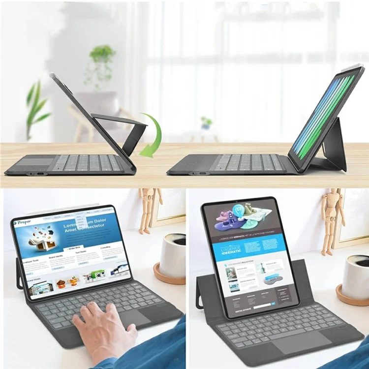 Sk-3125 / 6 per iPad Air 11 (2024) / Air (2020) / Air (2022) / Pro 11 (2022)(2021)(2020) Custodia in pelle per tablet con tastiera Bluetooth
