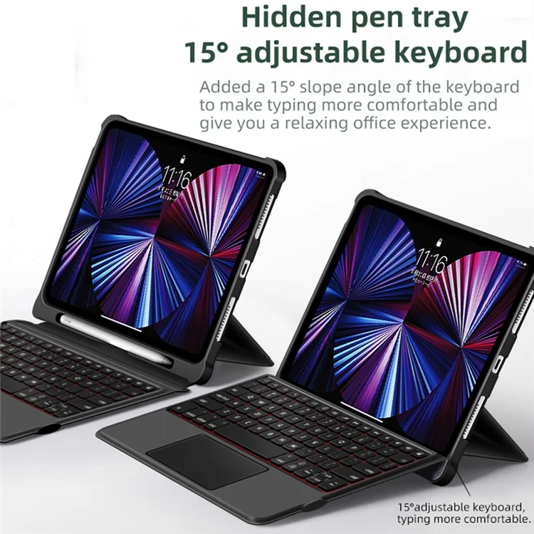 T5209D For iPad Pro 12.9-inch (2018) / (2020) / (2021) / (2022) Backlit Bluetooth-compatible Keyboard with PU Leather Tablet Case