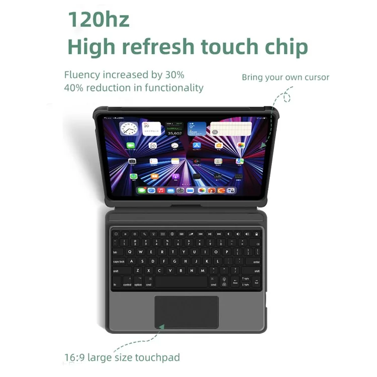 T5209D For iPad Pro 12.9-inch (2018) / (2020) / (2021) / (2022) Backlit Bluetooth-compatible Keyboard with PU Leather Tablet Case