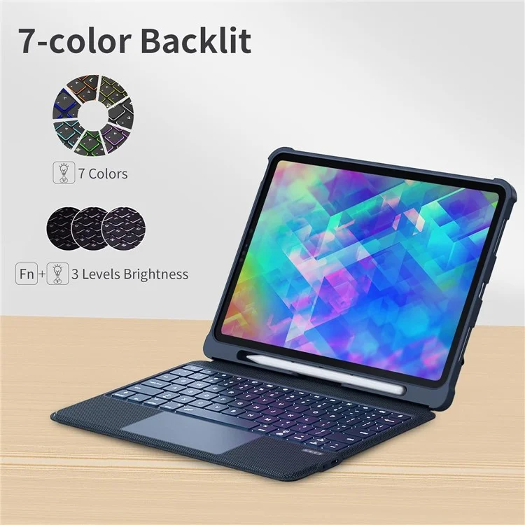 T5509D For iPad Pro 12.9-inch (2018) / (2020) / (2021) / (2022) Metal Shaft Bluetooth-compatible Keyboard with Detachable Tablet Case