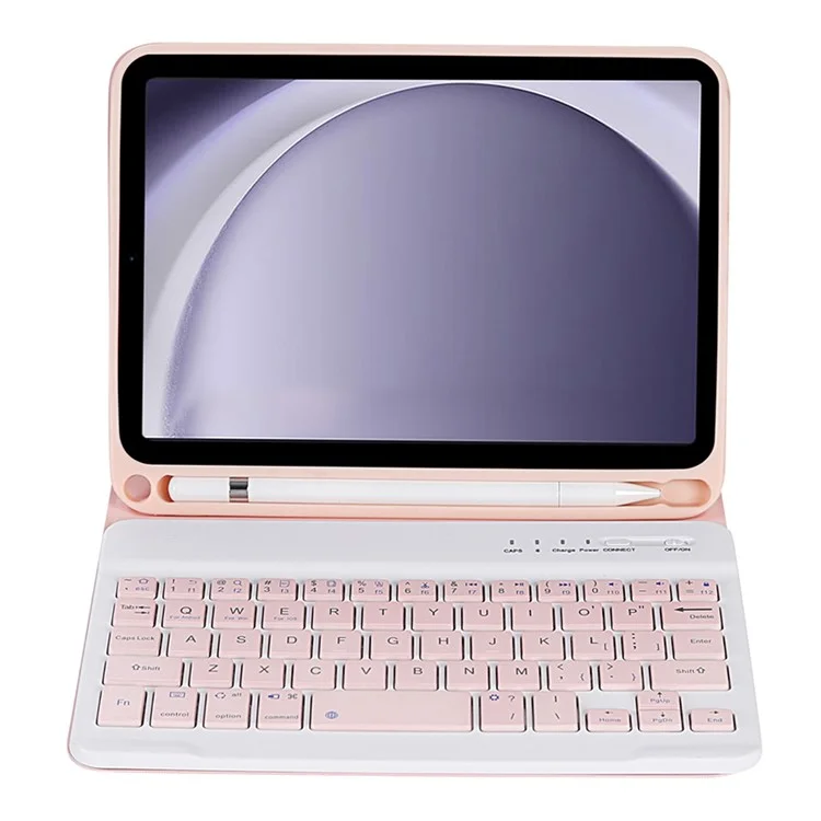 A221B für Samsung Galaxy Tab A9 X110 X115 Schutzlederetui + Bluetooth-Tastatur mit Stiftschlitz - Pink