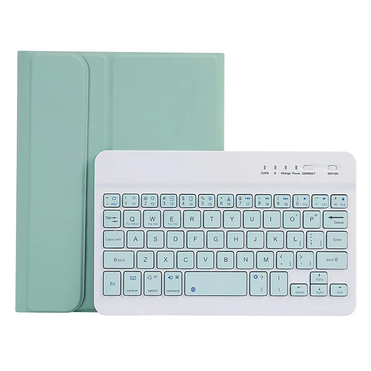 A221B Pour Samsung Galaxy Tab A9 X110 X115 Étui de protection en cuir + Clavier Bluetooth avec fente pour stylo - Vert clair