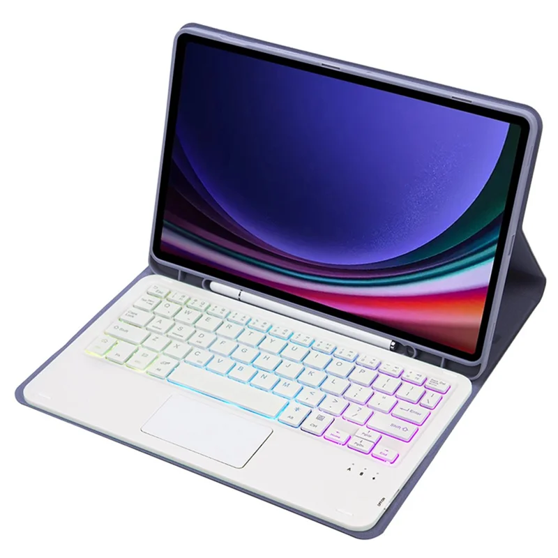 A09B-AS Für Samsung Galaxy Tab A9+ X210 X215 X216 Ledercover + Touchpad Bluetooth-Tastatur mit Hintergrundbeleuchtung und Stiftschlitz - Lila