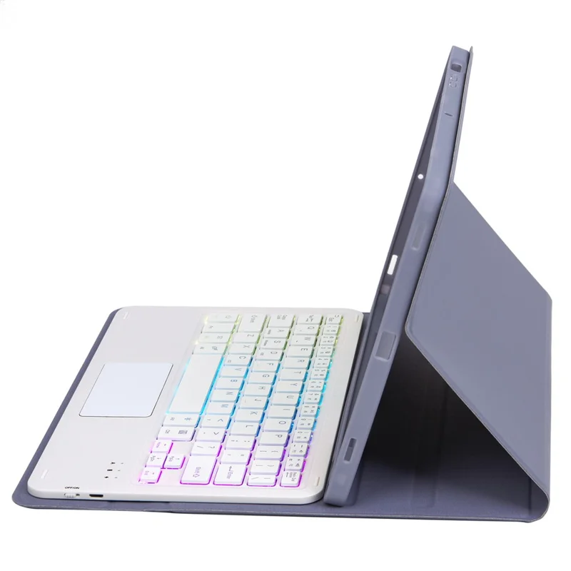A09B-AS Für Samsung Galaxy Tab A9+ X210 X215 X216 Ledercover + Touchpad Bluetooth-Tastatur mit Hintergrundbeleuchtung und Stiftschlitz - Lila