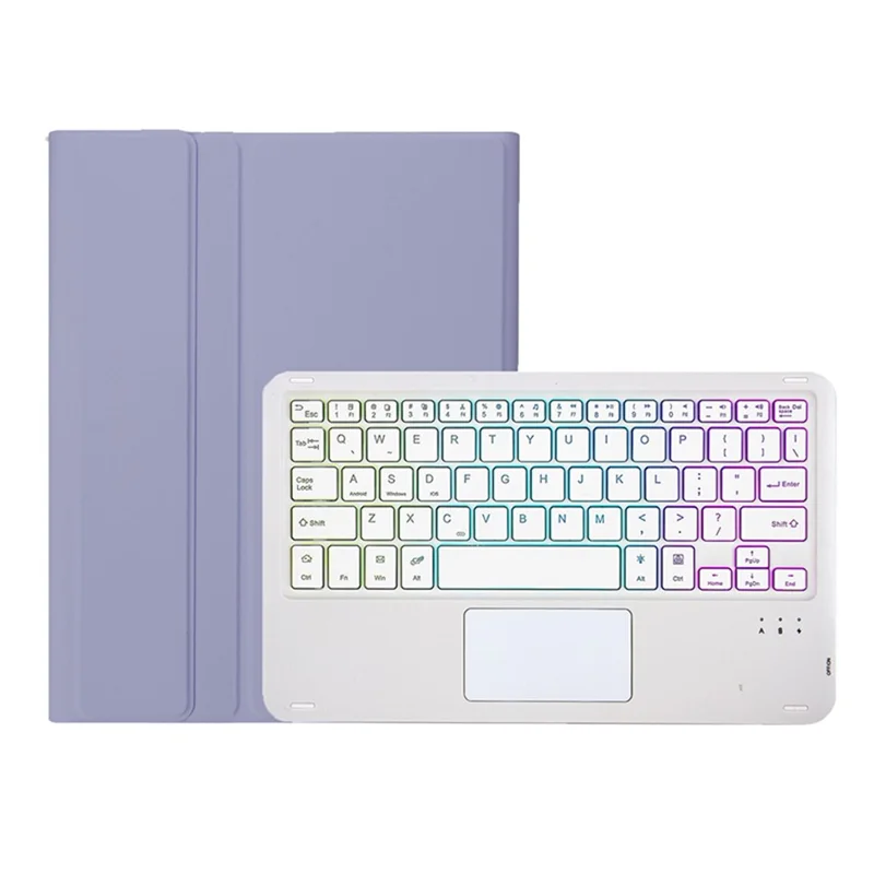 A09B-AS Für Samsung Galaxy Tab A9+ X210 X215 X216 Ledercover + Touchpad Bluetooth-Tastatur mit Hintergrundbeleuchtung und Stiftschlitz - Lila