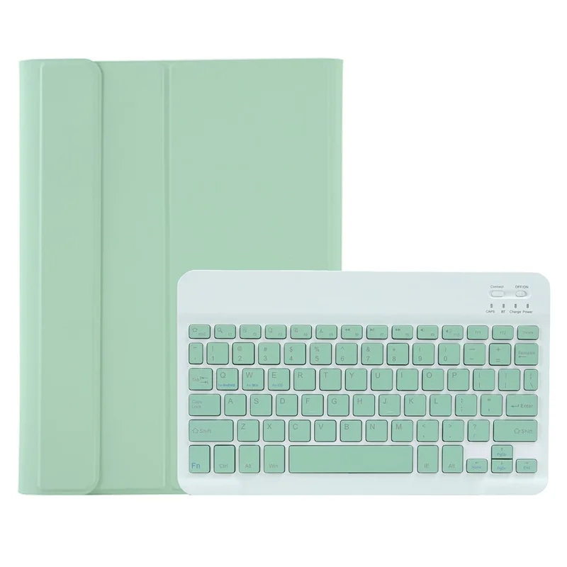 A09B For Samsung Galaxy Tab A9+ X210 X215 X216 Bluetooth-compatible Keyboard Case PU+TPU Protective Cover with Pencil Slot - Light Green
