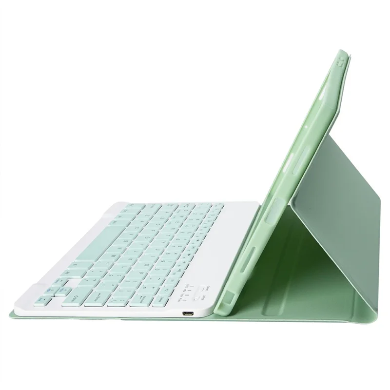 A09B For Samsung Galaxy Tab A9+ X210 X215 X216 Bluetooth-compatible Keyboard Case PU+TPU Protective Cover with Pencil Slot - Light Green