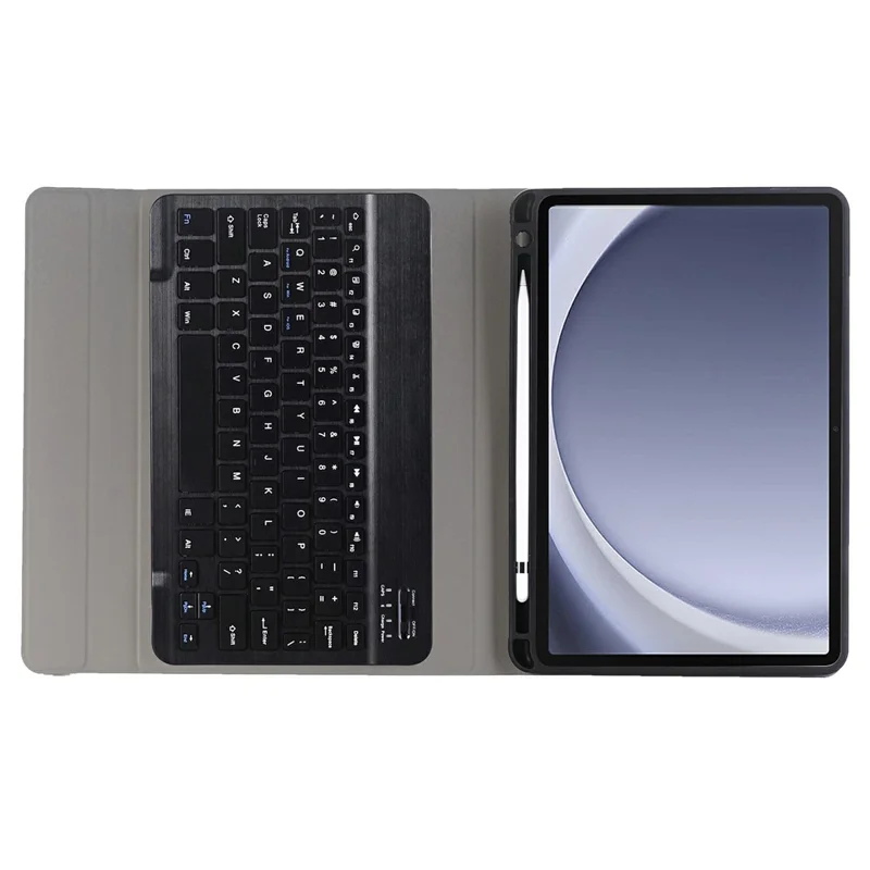 A09B For Samsung Galaxy Tab A9+ X210 X215 X216 Stand Cover + Bluetooth-compatible Keyboard with Pencil Holder - Black