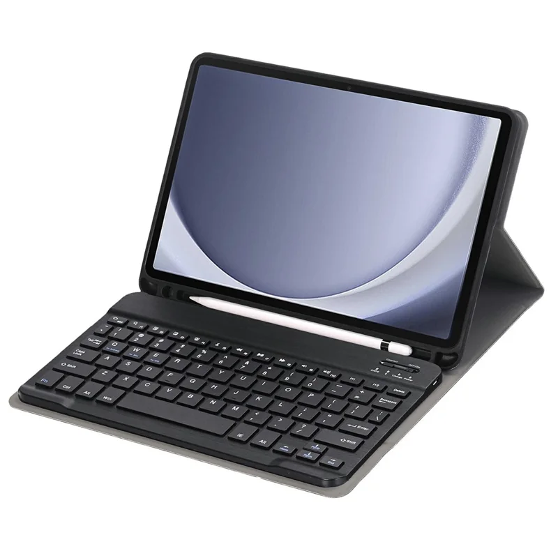 A09B For Samsung Galaxy Tab A9+ X210 X215 X216 Stand Cover + Bluetooth-compatible Keyboard with Pencil Holder - Black